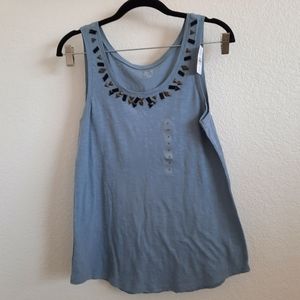 Grey Beaded Loft Tank